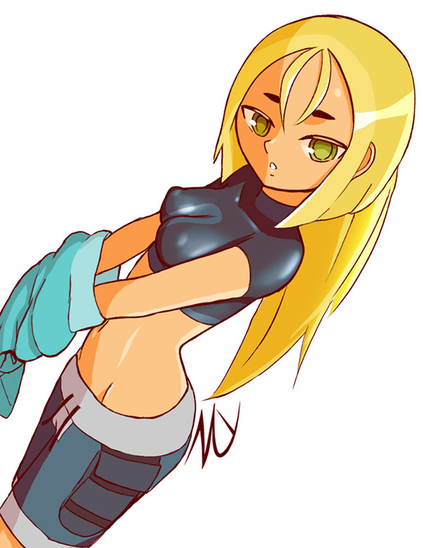 blonde_hair bridgette_(tdi) clothed diagonal_angle dzyer green_eyes hoodie midriff puffy_nipples rash_guard removing_clothing removing_jacket short_sleeves shorts surfer swim_shorts swimsuit tanned_skin total_drama_island wetsuit_top