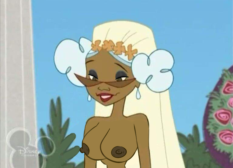 1girls big_breasts breasts disney earrings edit female female_only glasses lipstick nipples screenshot screenshot_edit smile solo suga_mama_proud teeth the_proud_family tied_hair topless white_hair younger