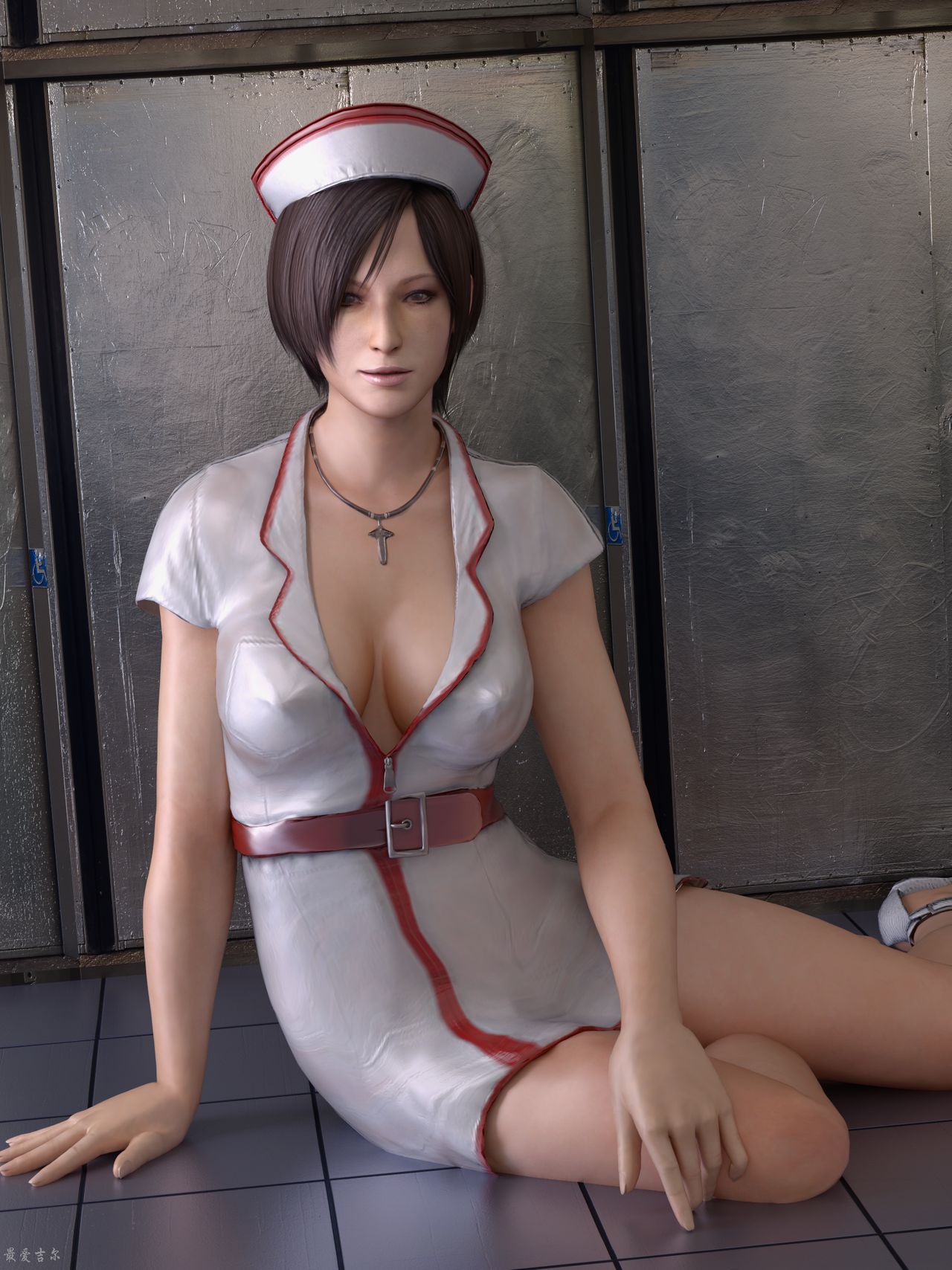 1girls 3d 3d_(artwork) 3smjill ada_wong ada_wong_(cosplay) ada_wong_(ty_brenneman) asian asian_female black_hair brown_eyes capcom carla_radames cleavage clothed clothed_female clothes clothing dark_hair female female_focus female_only necklace nipple_bulge nurse_uniform resident_evil resident_evil_6 short_hair solo solo_female solo_focus uncensored