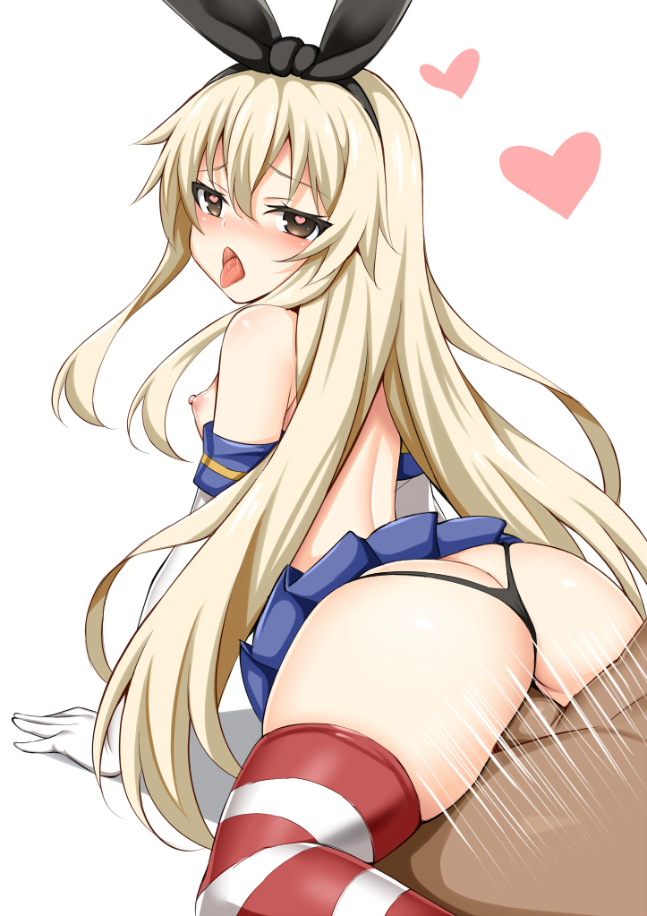 1boy 1girls :o ass black_bow black_panties blonde_hair blue_skirt blush bow breasts breasts_out brown_eyes cowboy_shot dark-skinned_male dark_skin doggy_style elbow_gloves female female_orgasm gloves hair_between_eyes hairbow heart heart-shaped_pupils hypnosis hypnotic_eyes hypnotized kantai_collection light-skinned_female light_skin long_hair mind_break mind_control miniskirt motion_lines nipples open_mouth orgasm panties penis pleated_skirt sex shimakaze_(kantai_collection) sidelocks simple_background skirt small_breasts straight striped striped_legwear symbol-shaped_pupils thighhighs thong tongue tongue_out torogao toshishikisai uncensored underwear vaginal_penetration white_background white_gloves