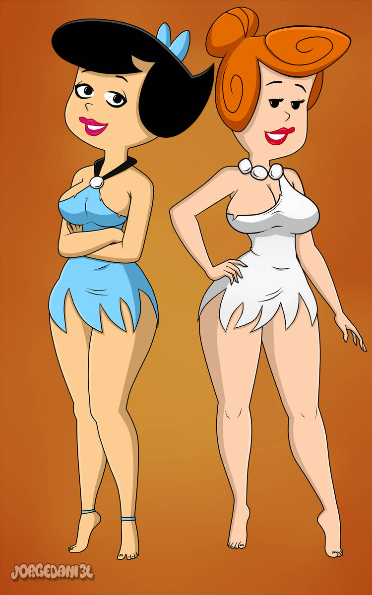 betty_rubble dress the_flintstones thick_thighs thighs tiptoes white_dress wilma_flintstone