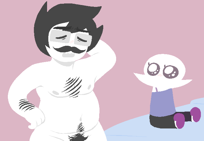 1boy 1boy1girl 1boys 1girl1boy 1girls accurate_art_style arm_hair blush body_hair chest_hair dilf female galaxicsin hair hairy heterosexual homestuck john_egbert male male_focus moustache nude nude_male nudity pubic_hair roxy_lalonde short_hair short_hair_male straight tiered