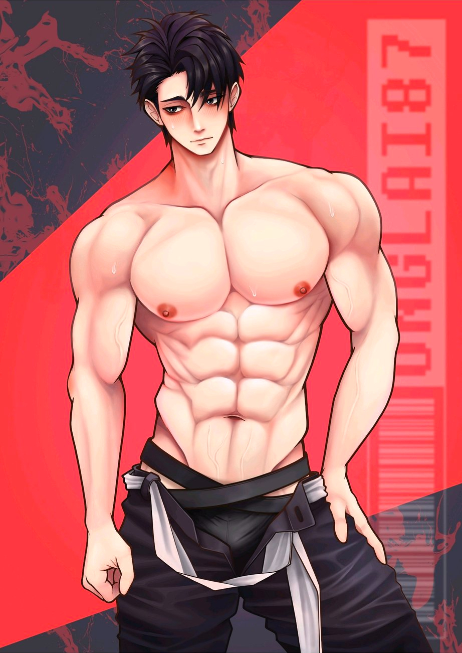 1boy abs black_eyes black_hair black_underwear blush blush hand_on_hip jujutsu_kaisen male male_only muscles muscular muscular_male onglai87 pecs pectorals solo solo_focus solo_male student teenager underwear young younger_male yuta_okkotsu