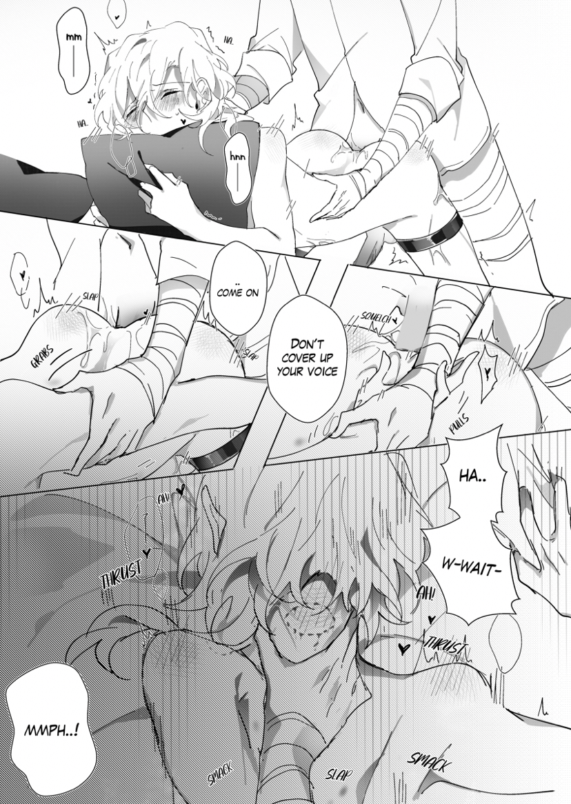 anal bent_over bite_mark black_and_white blush bottom_chuuya bsd bungo_stray_dogs bungou_stray_dogs chuuya_nakahara dazai_osamu from_behind from_behind_position grabbing hickey hugging_pillow male_penetrated male_penetrating manga manhandling messy_hair moaning nakahara_chuuya osamu_dazai penetration pinned_down soukoku speech_bubble