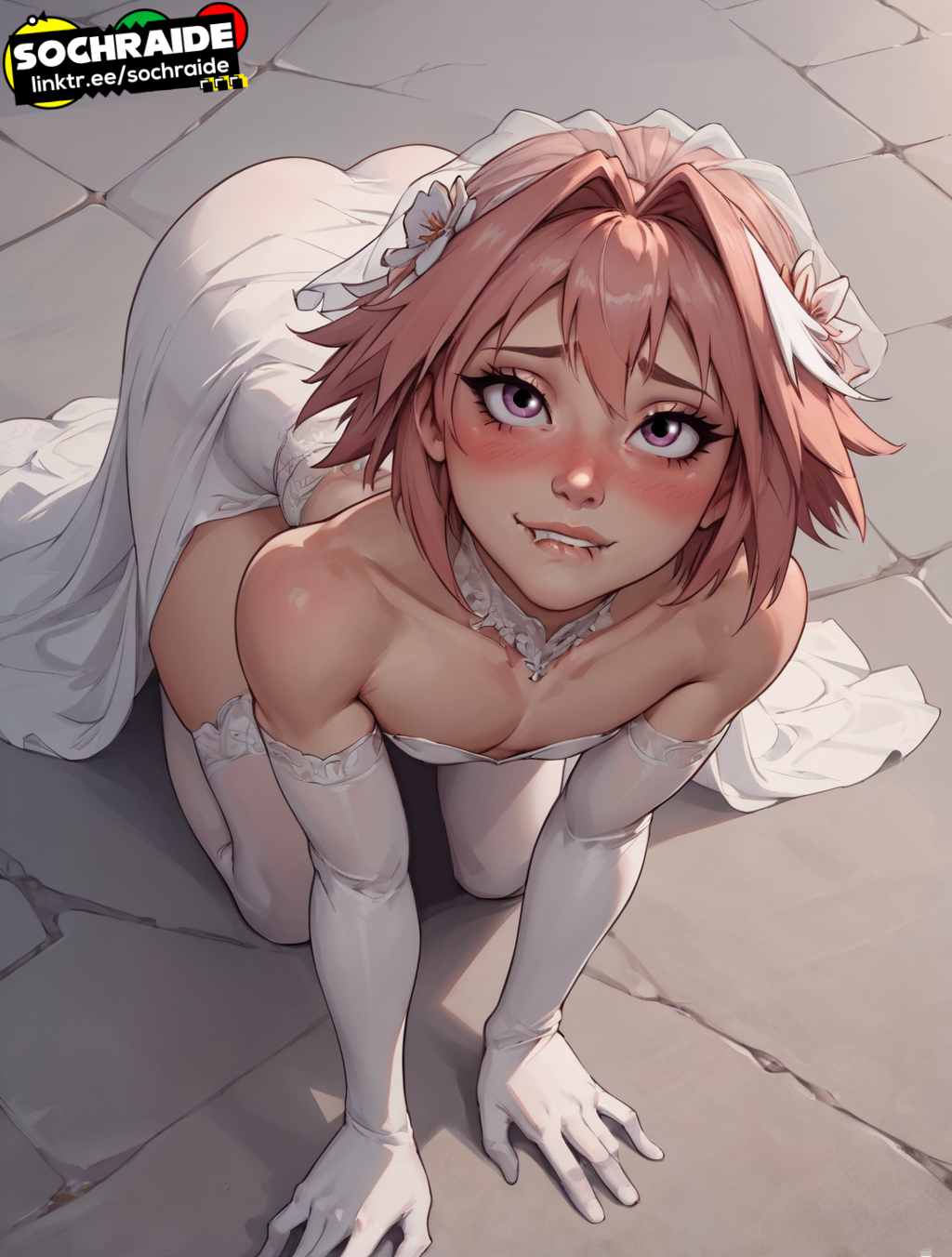 1boy 1femboy ai_generated astolfo_(fate) big_thighs biting_own_lip blush fate/grand_order fate_(series) femboy girly lip_biting male sochraide thick_thighs thighs trap trap_bride voluptuous wedding_dress