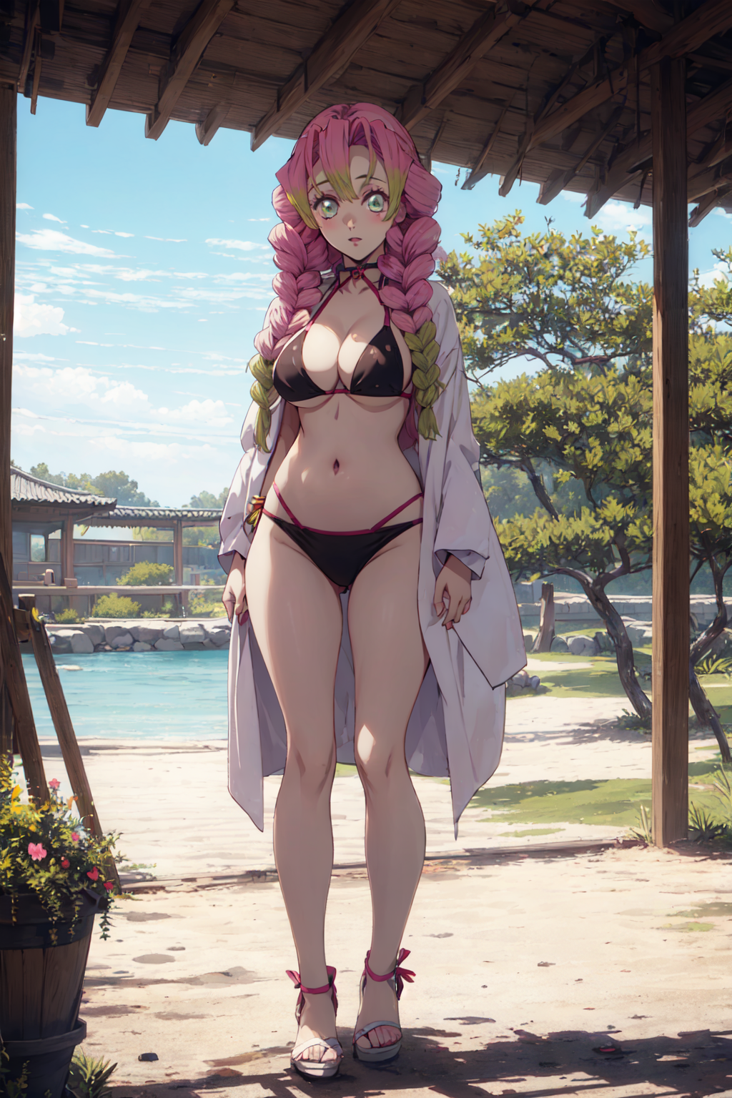 ai generated, big breasts, bikini, breasts, demon slayer, female, kanroji mitsuri