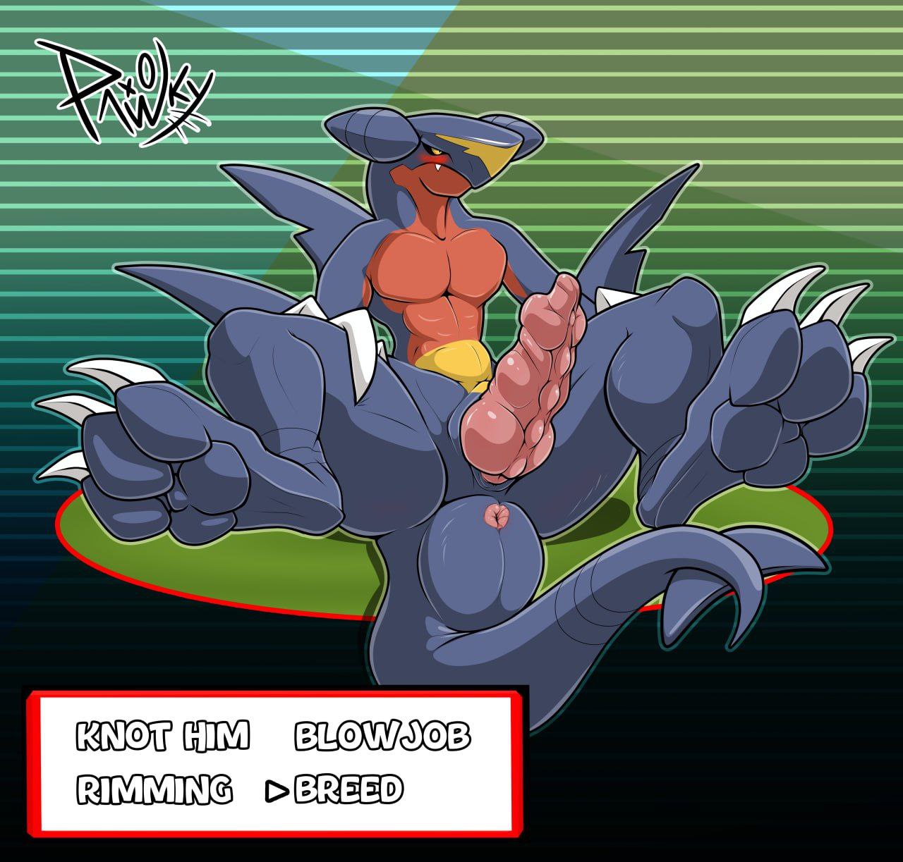 anthro anus dragon garchomp generation_4_pokemon genitals hi_res knot male muscular mythological_creature mythological_scalie mythology nintendo pawpads paws pawzzhky penis pokemon pokemon_(species) scalie solo