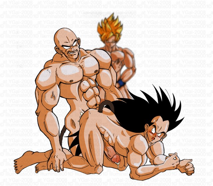 3boys abs anal anal_penetration anal_sex bald bara black_hair blonde_hair blurred_background blush boner cum cum_in_ass doggy_style dragon_ball dragon_ball_z erect_nipples erect_while_penetrated erection fucked_from_behind gay handjob_while_watching holding_penis long_hair male male_only multiple_boys muscles muscular muscular_male nappa nipple_tweak nude orgasm_from_anal pecs penis precum_drip raditz six_pack son_goku spiky_hair surprise_buttsex surprised tail veiny_muscles veiny_penis voyeur watching_sex white_background yaoi