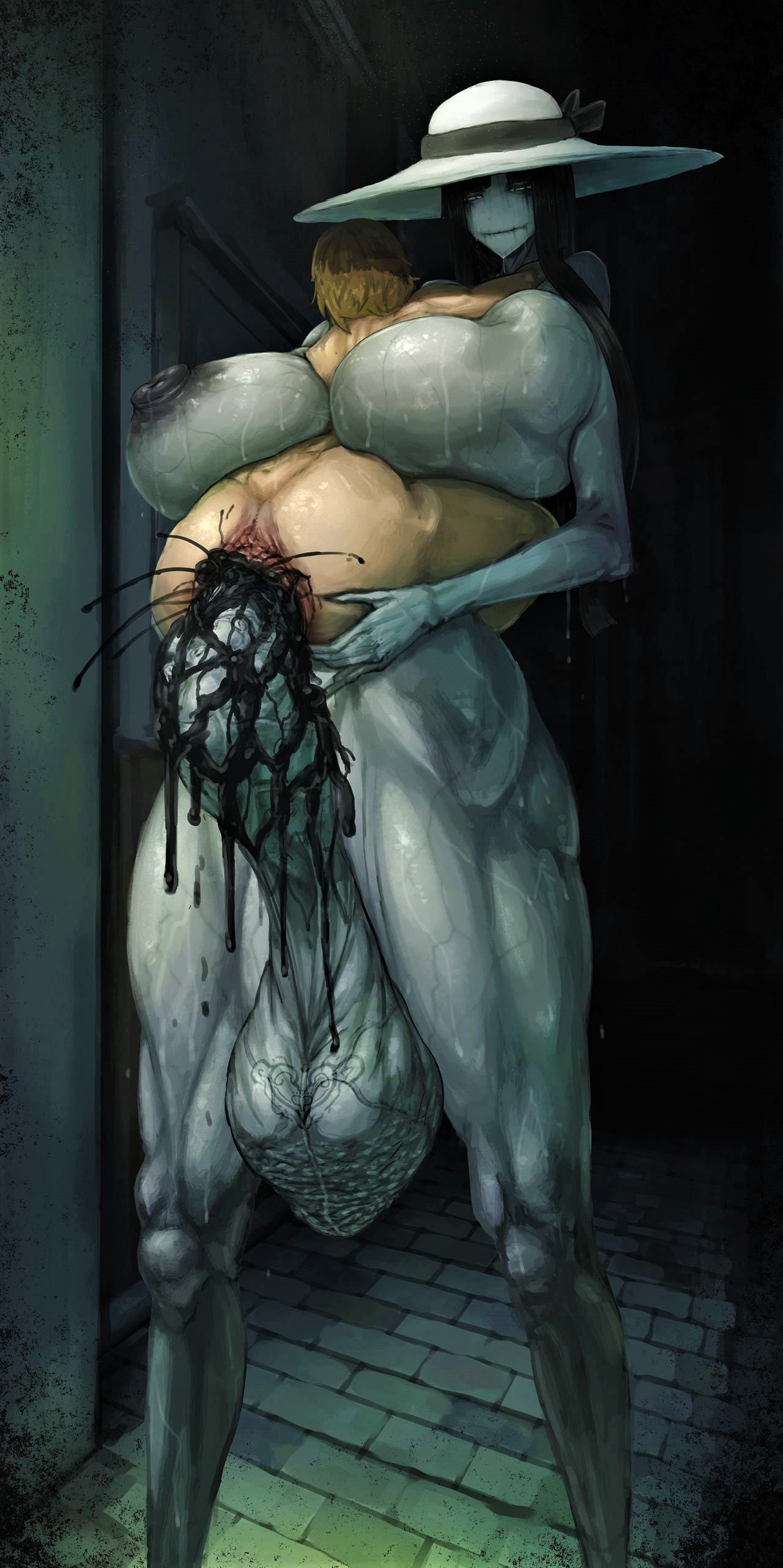 1boy, 1futa, age difference, anal, anal sex, ass, balls, big ass, black cum, black penis, breasts, canvassolaris, completely nude, cum, cum in ass, cum inside, demon, erection, female, futa on male, futanari, giantess, hasshaku-sama, huge breasts, huge cock, human, humanoid, hyper, hyper penis, intersex, japanese mythology, large female, larger futa, light skin, light-skinned male, long penis, male, milf, mini giantess, monster, monster girl, nasty, nude, nude futa, nude male, pale skin, penis, size difference, smaller male, standing