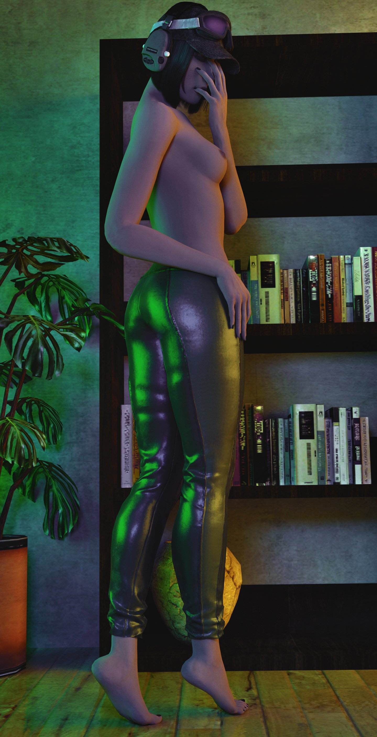1girls, 3d, areolae, ass, barefoot, breasts, ela (rainbow six), feet, female, female only, looking at viewer, looking back, nipples, oceanmyhope, rainbow six, rainbow six siege, solo, toes, tom clancy, topless