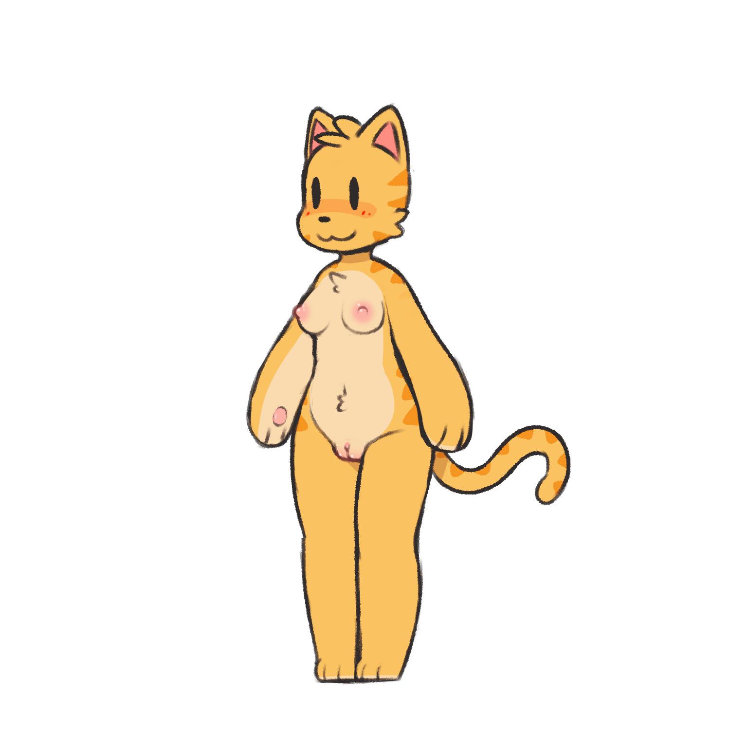 anthro blush breasts domestic_cat felid feline felis female fur hi_res mammal maypul_syrup nipples nude pussy simple_background solo