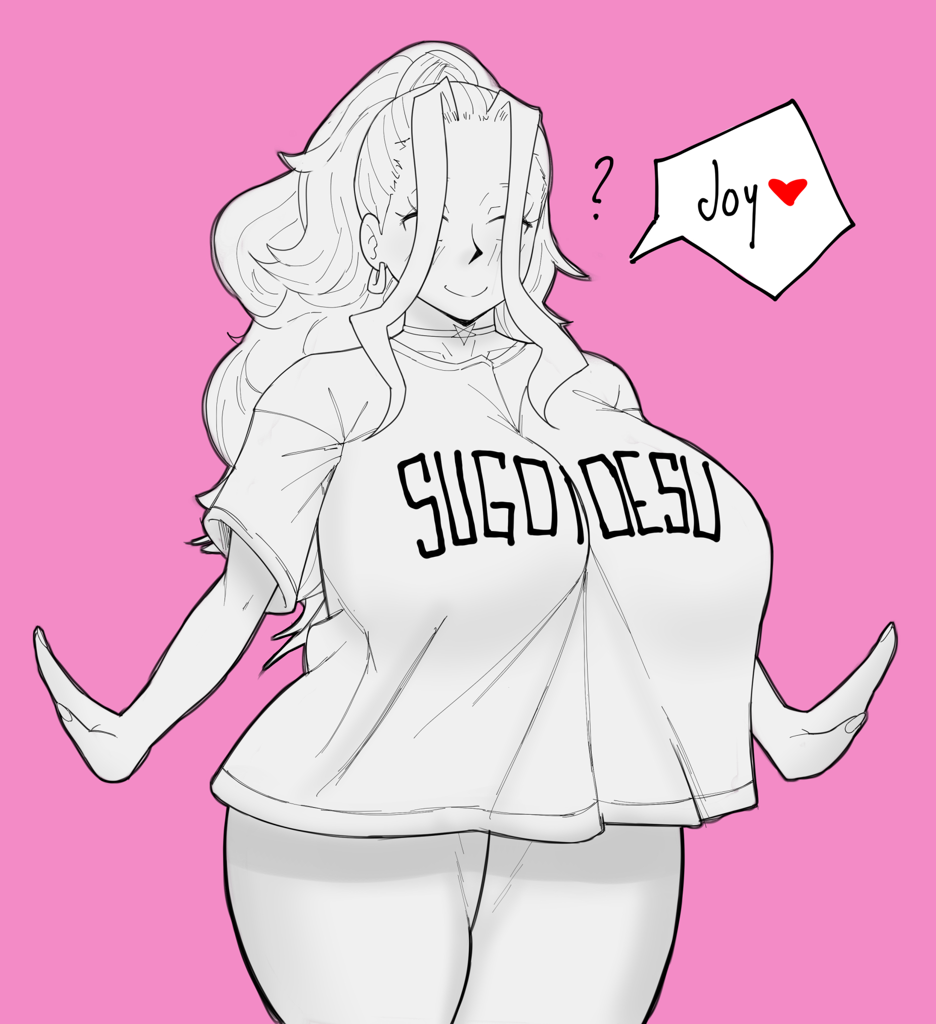 1girls, big breasts, black and white, blonde female, breasts, clothed, clothing, female, female only, galko's sister, huge breasts, joylewds, oshiete! galko-chan, plump, shirt, solo, thick thighs