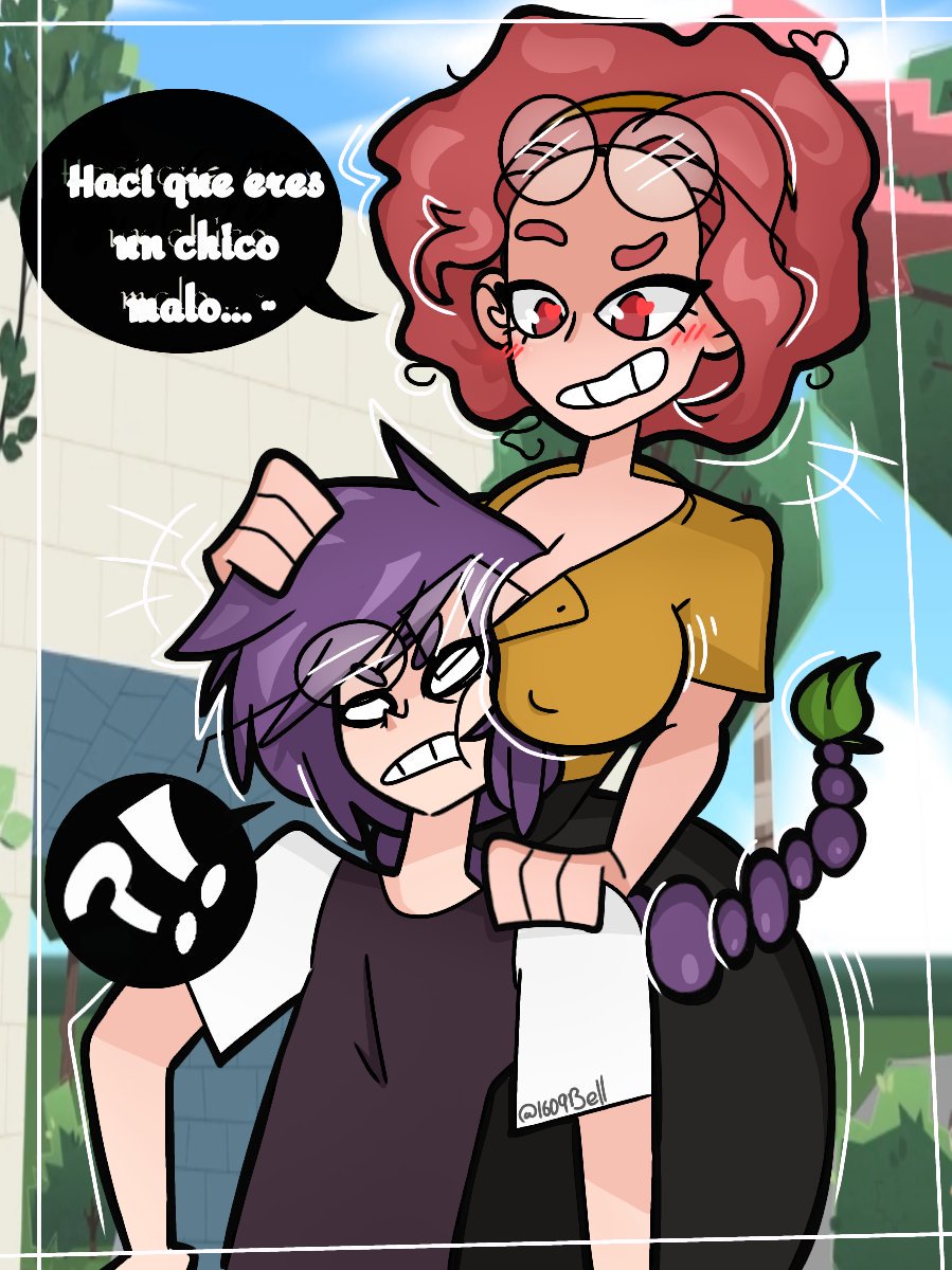 1609bell bell1609 clothing fnafhs fnafhs_z3ro glasses lana_(fnafhs) large_breasts owynn_(fnafhs) spanish_text tagme teacher_and_student translation_request