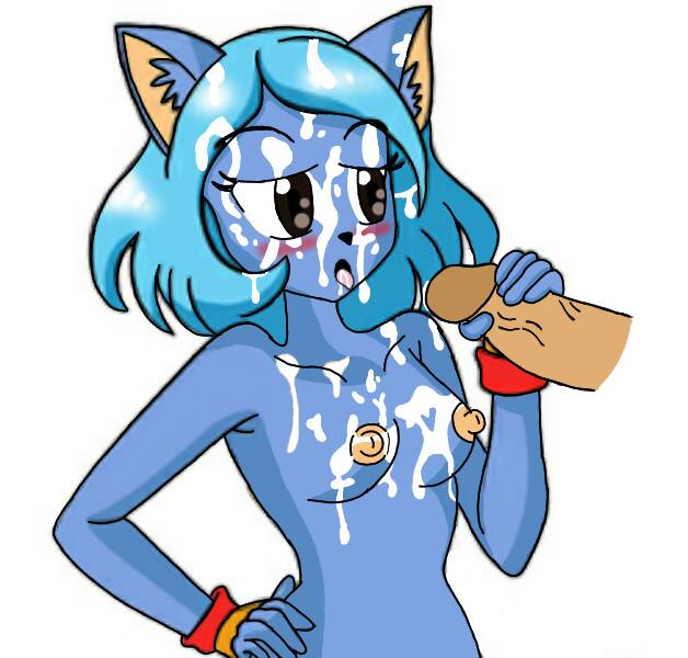 angel_de_la_verdad banjojiggy blue_hair blue_skin cum cum_in_mouth female_only furry nude nude_female white_background