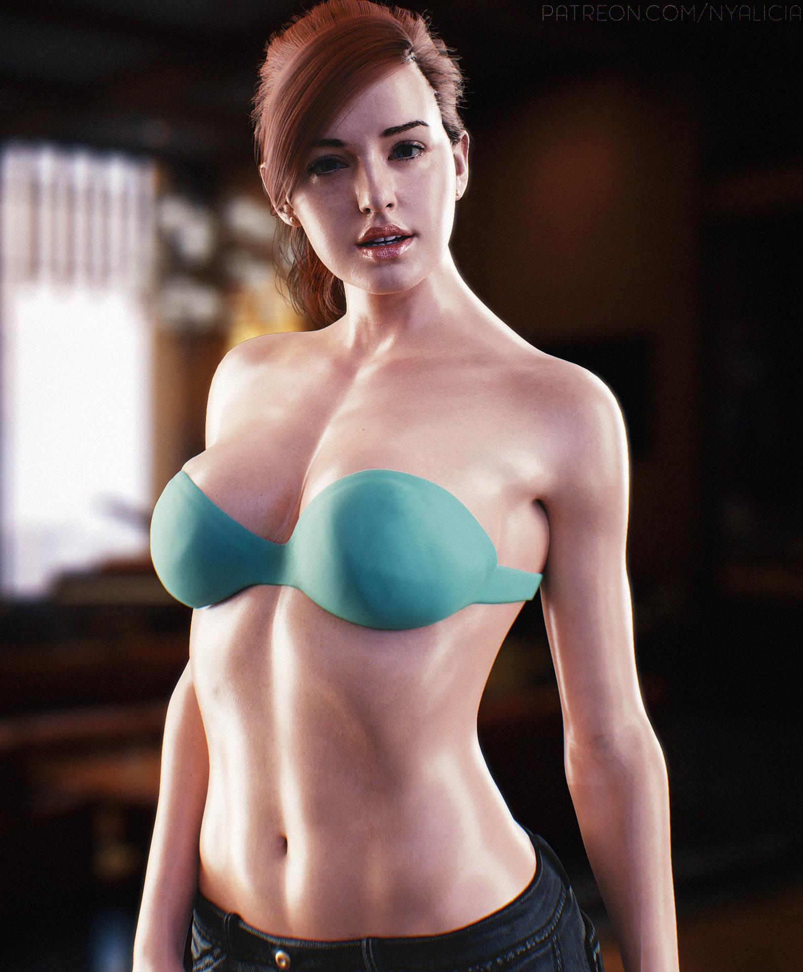 1girls, 2019, 3d, blender, bra, breasts, cleavage, female, female only, insomniac games, jeans, looking at viewer, marvel, marvel comics, mary jane watson, mary jane watson (insomniac), nyalicia, red hair, redhead, sci-fi, science fiction, scifi, solo, solo female, spider-man (ps4), spider-man (series)