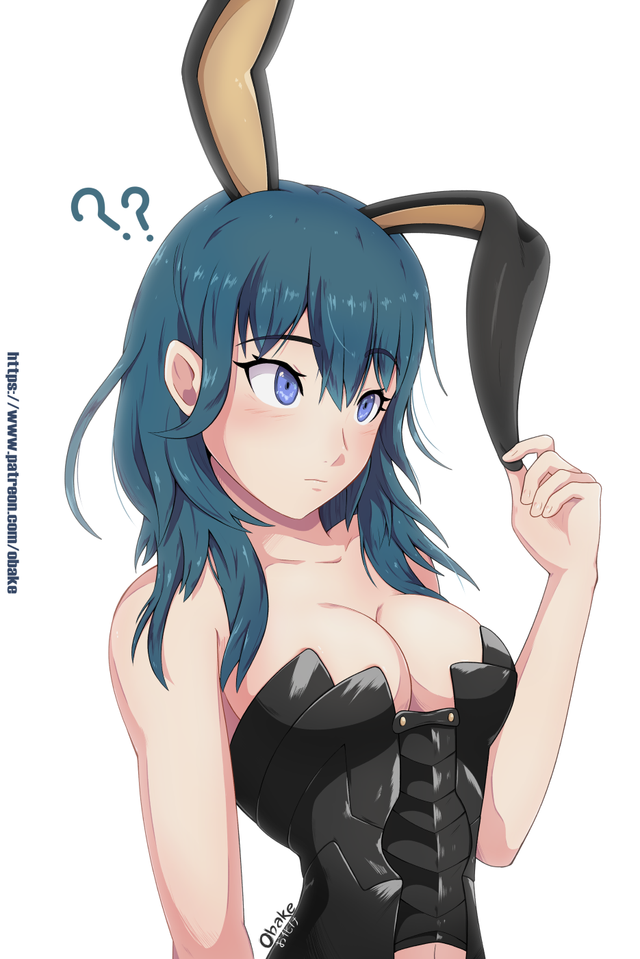 1girls, breasts, bunny ears, bunny girl, bunnysuit, byleth (fire emblem), byleth (fire emblem) (female), cleavage, female, female only, fire emblem, fire emblem: three houses, nintendo, obakeart, solo