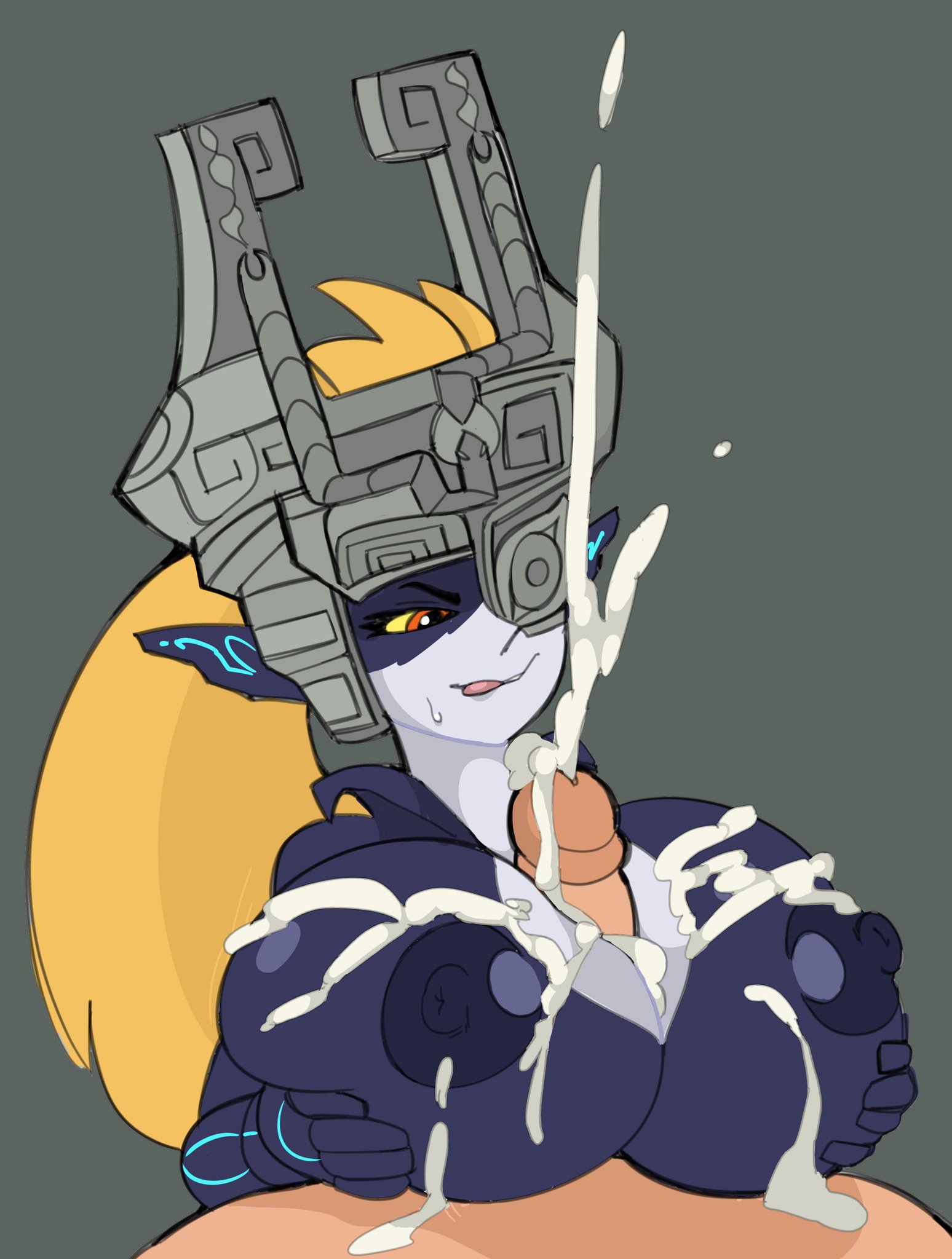 1boy, 1girls, alternate breast size, areolae, big breasts, breasts, cum, cum between breasts, cum on breasts, ejaculation between breasts, excessive cum, female, huge breasts, imp midna, interspecies, large breasts, male, male pov, messy, midna, nintendo, nipples, paizuri, penis, pov, ragingbarbarians, source request, straight, the legend of zelda, trembling, twilight princess