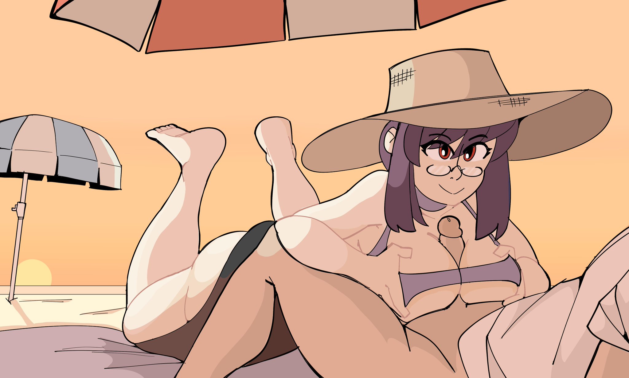 beach, big breasts, breasts, character request, feet, female, paizuri, ragingbarbarians
