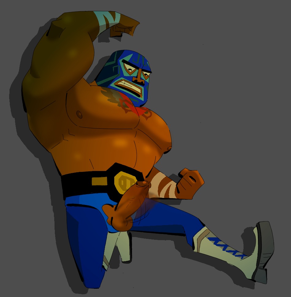 boner erection guacamelee juan_aguacate luchador male male_only mask penis posduroo solo solo_male