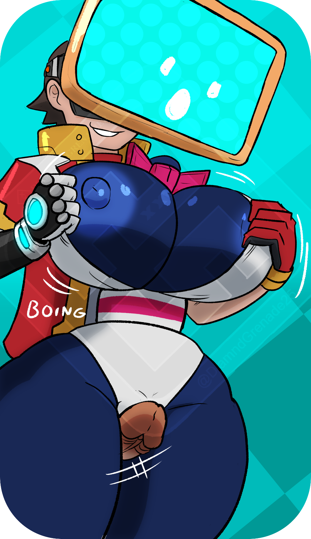 big_breasts bouncing_breasts bow_tie breasts clothing diamond_grenadier duo electronics female floating_hands floating_head genitals hi_res human humanoid inner_sideboob machine male male/female mammal monita monita_(nintendoland) monitor monitor_head nintendo_land no_bra no_underwear penis pussy_job robot robot_girl robot_humanoid screen screen_face sex sideass surprised_expression thick_thighs thigh_sex undressing