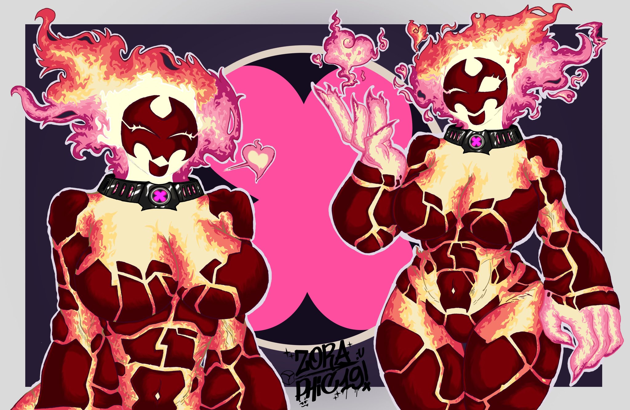 1girls, alien, alien girl, alien humanoid, ass, ben 10, breasts, chaquetrix, female, heatblast, large ass, large breasts, looking at viewer, phic zora