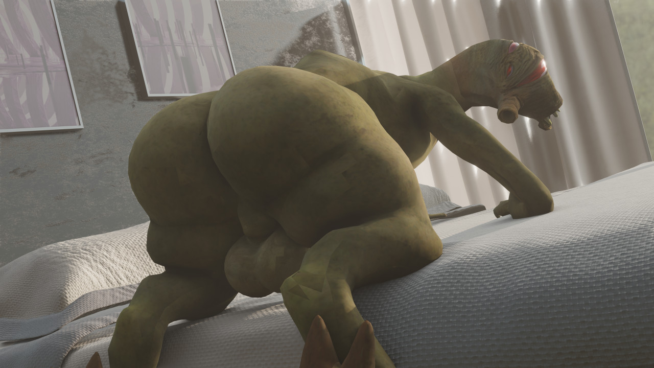 1boy, 3d, alien, ass, ass focus, back view, balls, bedroom, gay, half-life, half-life (series), half-life 2, humanoid, humanoid male, humble stone, inviting, male, male only, nude, on bed, presenting, presenting galunga, solo, solo focus, valve, valve corporation, vortigaunt