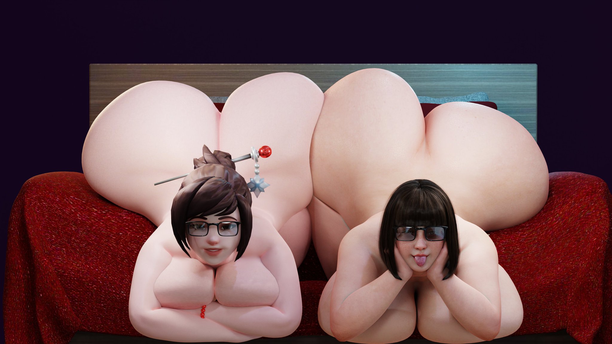 2girls, 3d, activision, ass, big ass, big breasts, big butt, blizzard entertainment, bottom heavy, breasts, busty, crossover, curvaceous, curves, curvy, curvy figure, digital media (artwork), eyebrows, eyelashes, eyes, eyewear, female, female focus, female only, fit, fit female, game character, glasses, hair, hanna-barbera, hips, hourglass figure, huge ass, huge breasts, human, large ass, large breasts, legs, light skin, light-skinned female, lips, mature, mature female, mei (overwatch), mei ling zhou, mei-ling zhou, overwatch, overwatch 2, scooby-doo, thedirtden, thick, thick legs, thick thighs, thighs, top heavy, velma dinkley, video game, video game character, voluptuous, waist, wide hips