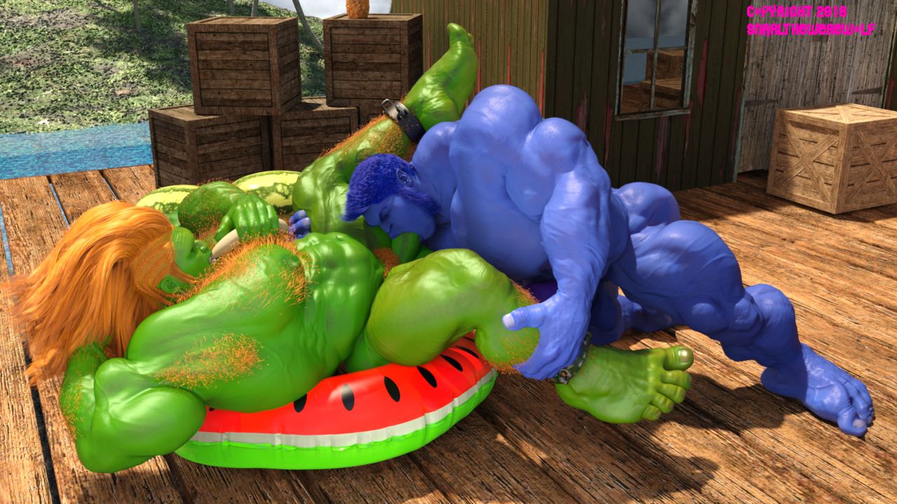 3d 3d_(artwork) anthro balls bara beast_(x-men) big_penis blanka blowjob blue_body blue_skinned_male boner capcom crossover erection furry gay green_body green_skin hank_mccoy male male_only marvel marvel_comics muscles muscular nude oral orange_hair penis snarlthewerewolf street_fighter x-men