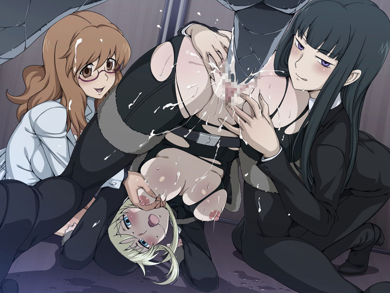 black_hair blonde_hair blue_eyes boots breast_grab breast_squeeze breasts brown_eyes brown_hair censored cum cum_inside darker_than_black gangbang glasses group_sex hat hazuki_mina_(darker_than_black) lolita_channel long_hair mosaic mosaic_censoring multiple_girls nipples no_panties open_mouth penis purple_eyes saliva sawasaki_youko sex shizume_genma straight tanya_(darker_than_black) top-down_bottom-up torn_clothes very_long_hair