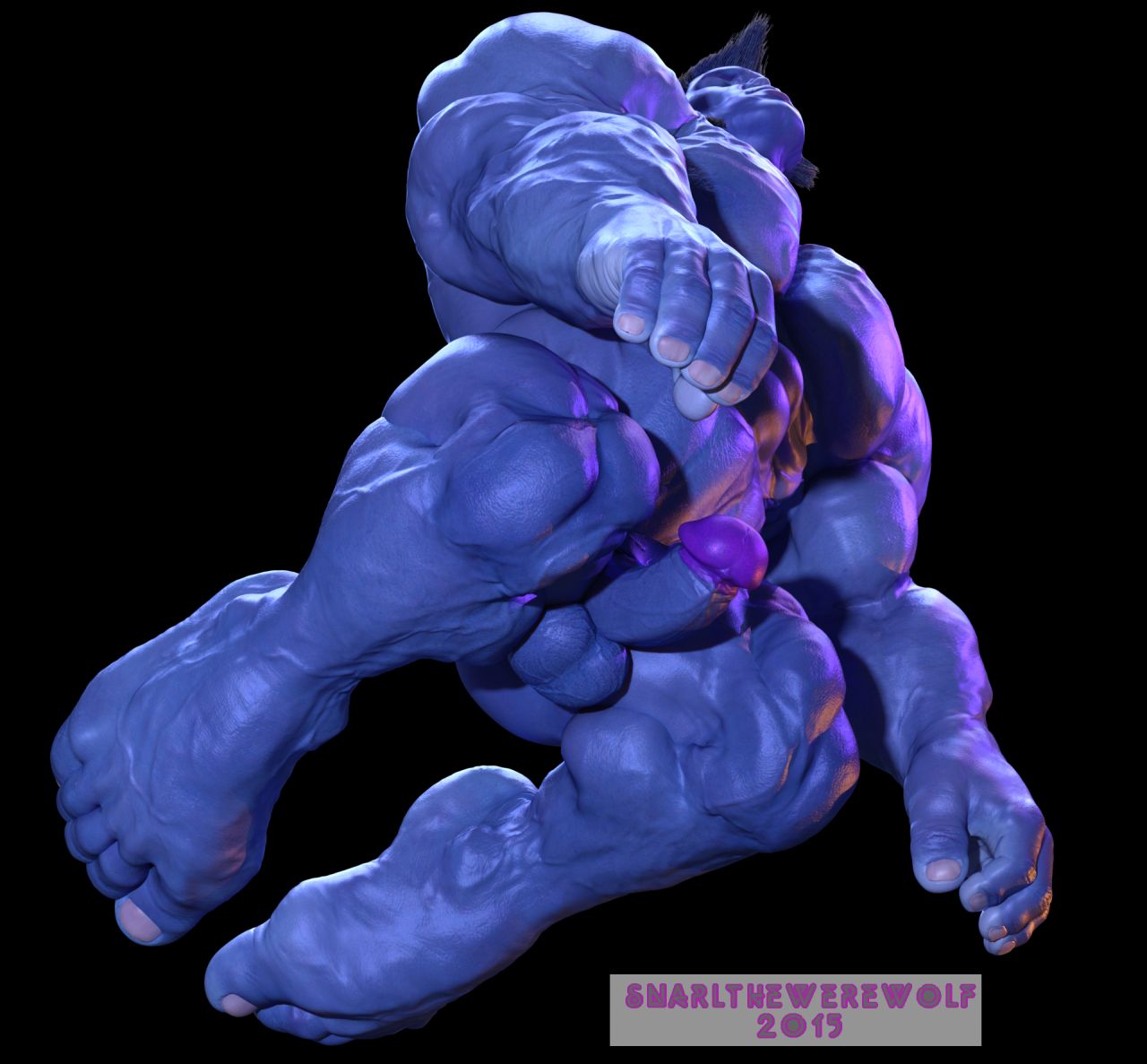 3d 3d_(artwork) anthro balls bara beast_(x-men) big_penis blue_body blue_skin boner erection furry hank_mccoy male male_only marvel marvel_comics muscles muscular nude penis snarlthewerewolf solo solo_male x-men