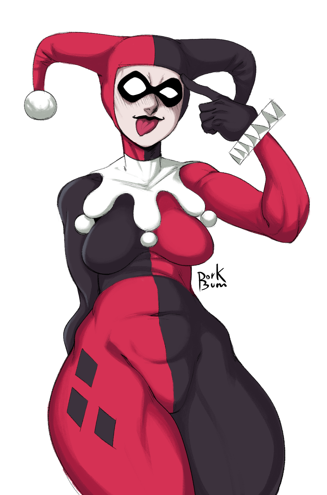 1girls curvy dc dc_comics dorkbum female female_only harley_quinn harley_quinn_(classic) medium_breasts no_sex pear-shaped_figure pear_shape pear_shaped pear_shaped_female solo tagme thick_thighs tight_clothing wide_hips