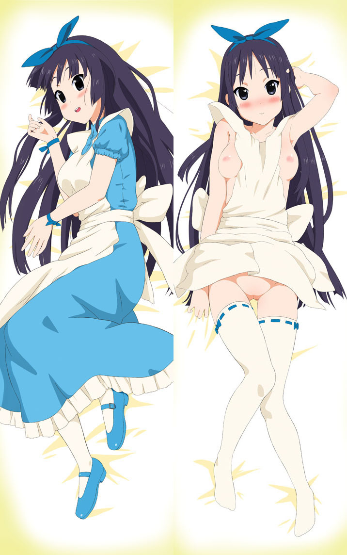 1girls alice_in_wonderland alice_liddell_(cosplay) black_eyes black_hair blush breasts breasts_out cosplay dakimakura dress female female_only hairband human human_only k-on! mary_janes milestone_post mio_akiyama_(k-on!) nipples pointy_chin public_domain pussy shoes solo thighhighs uncensored wakana_daifuku_&_ururun