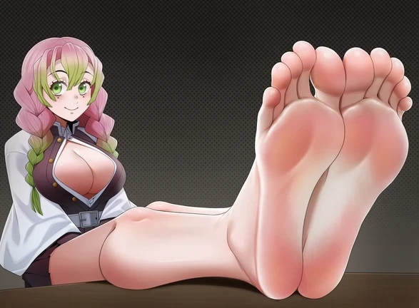 1girls barefoot demon_slayer feet female female_only foot_fetish foot_focus high_resolution kanroji_mitsuri kimetsu_no_yaiba solo_female tsa