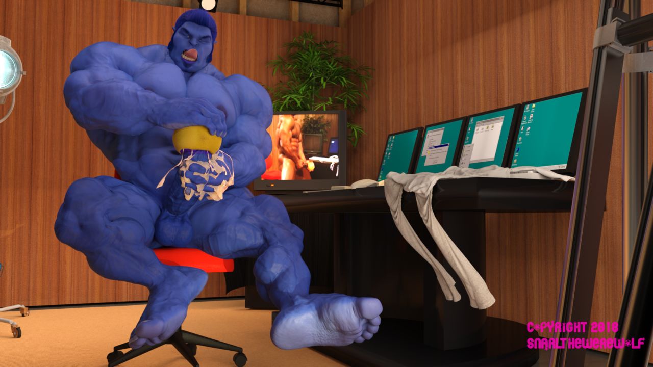 3d 3d_(artwork) anthro balls bara beast_(x-men) big_penis blue_body blue_skin blue_skinned_male boner cum erection feet furry hank_mccoy male male_only marvel marvel_comics muscles muscular orgasm penis sitting snarlthewerewolf solo solo_male x-men