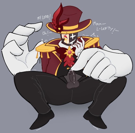 1boy, balls, chubby male, cumming, dialogue, disembodied hand, disembodied hands, drooling, english text, evil spongebob2, fat male, gay, handjob, lefty (tds), magician, malesub, masked, masked male, masturbation, motion lines, narrator (tds), penis, penis out, righty (tds), ringleader, roblox, roblox game, robloxian, rubbing penis, rubbing tip, small penis, submissive male, teasing penis, text, tower defense simulator