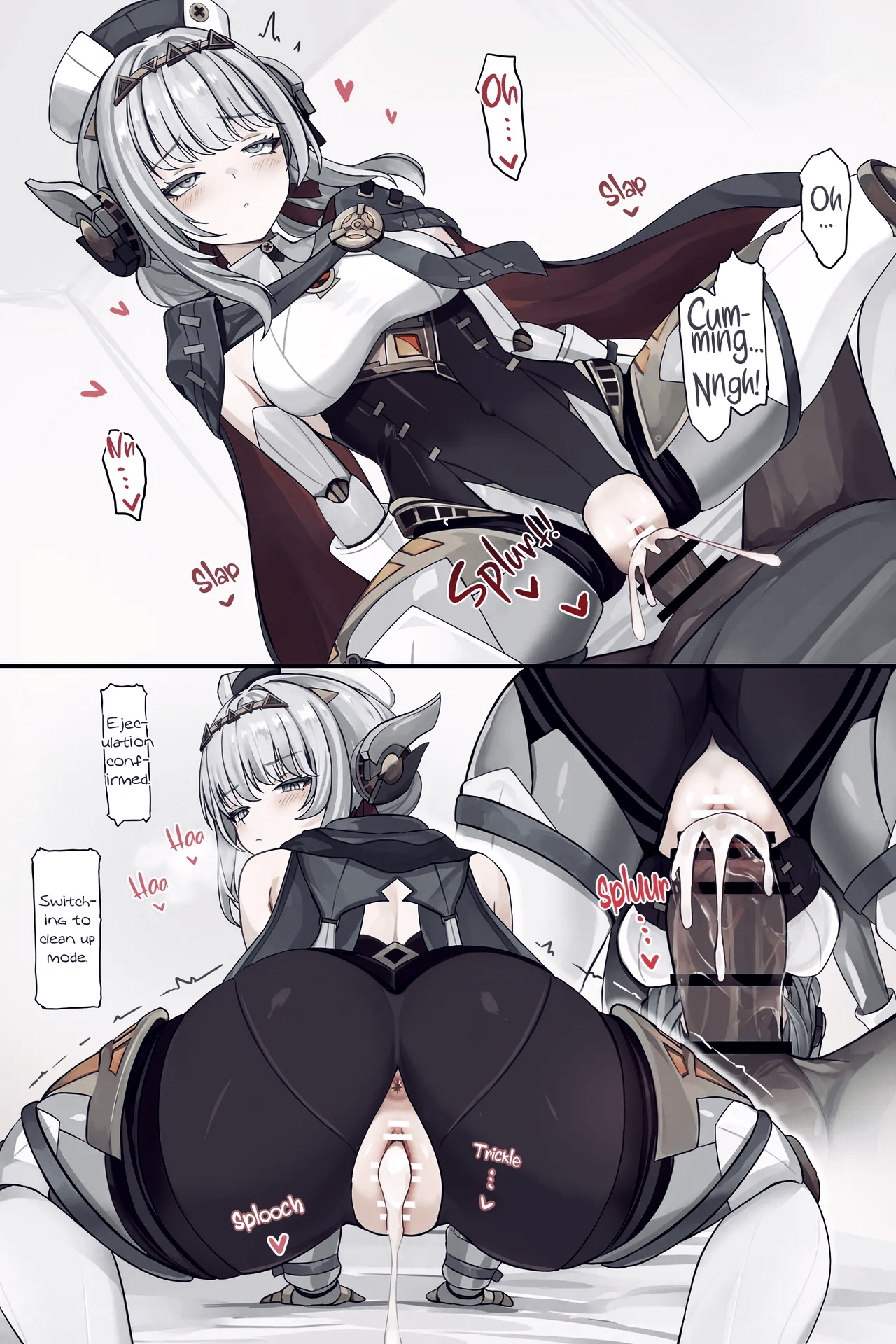 anus, ass, dark-skinned male, duo, female, genshin impact, hentai, ineffa (genshin impact), kuudere, male, manga, penis, robot, se34tai, waifu
