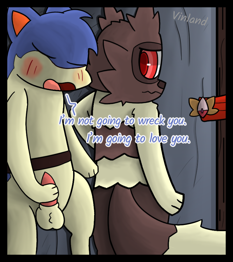 anthro badge balls biped black_border border cloth comic cover_art dialogue digital_drawing_(artwork) digital_media_(artwork) duo english_text fantasy generation_2_pokemon generation_3_pokemon genitals kwill_(infinitydoom) male male/male male_anthro nintendo penis pokemon pokemon_(species) pokemon_mystery_dungeon quilava semi-anthro shaded simple_shading speech_bubble spike_chunsoft story text vinland zigs_(infinitydoom) zigzagoon