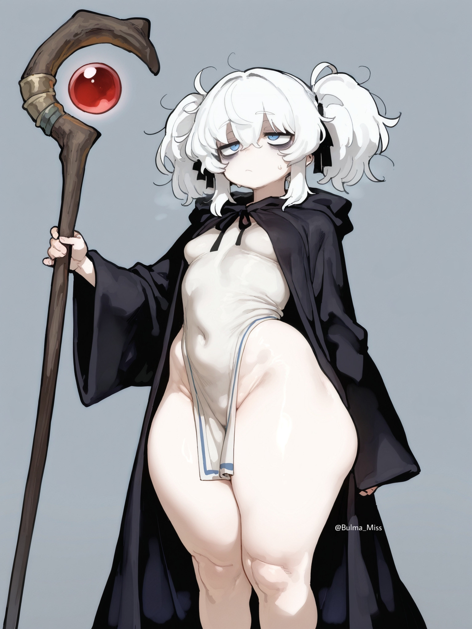 1girls, ai generated, big ass, blue eyes, bubble ass, bubble butt, commission, curvy female, curvy figure, dark souls, dungeons and dragons, elden ring, hand on hip, lily buns, mage, magic user, magical girl, oatmealdood, oblivion, oc, original, pale-skinned female, shortstack, skyrim, small breasts, solo female, solo focus, staff, the elder scrolls, thick ass, thick hips, thick legs, thick thighs, tight clothing, tight fit, voluptuous female, white hair