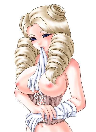 artist_request breasts capcom corset drill_hair gloves hair jpeg_artifacts justice_gakuen kirishima_yurika large_breasts medium_breasts moero!_justice_gakuen nipples rival_schools twin_drills