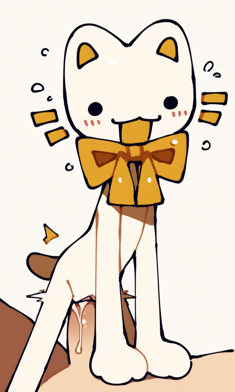 :3, 1girls, 2d, ai assisted, ai generated, animation meme community, anthro, anthro female, blush, bowtie, cat ears, cum, cute, feline, female, furry, furry female, human on anthro, penis in pussy, poeypepto, pov, pussy, solo female, tiktok, vaginal penetration, vaginal sex, youtube