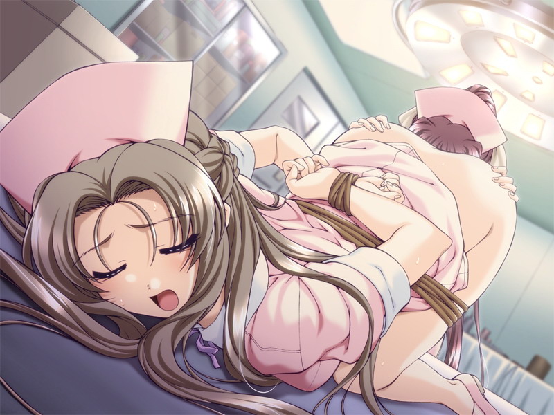 2d 2girls arms_behind_back ass_grab bondage bottomless bound_wrists brown_hair closed_eyes clothes_lift cunnilingus domination dress_lift female female_only femdom femsub forced_exposure forced_yuri game_cg hat hospital hospital_room indoors isami_rinka long_hair medium_breasts morita_kazuaki multiple_girls nanase_ren night_shift_nurses nurse nurse_cap nurse_uniform open_mouth oral pink_hair rape reverse_forced_oral rope sandals sex spread_legs straight_hair sweatdrop top-down_bottom-up uniform yakin_byoutou yuri