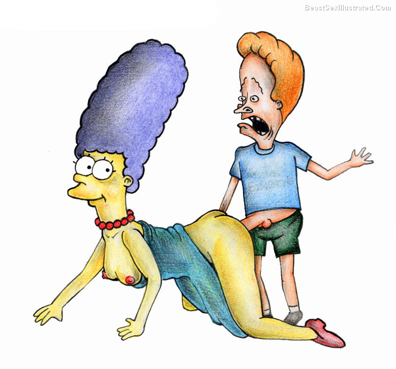 20th_century_fox beastsexillustrated beavis beavis_and_butt-head clothing crossover dress female fox_corporation human male marge_simpson mtv straight tagme the_simpsons