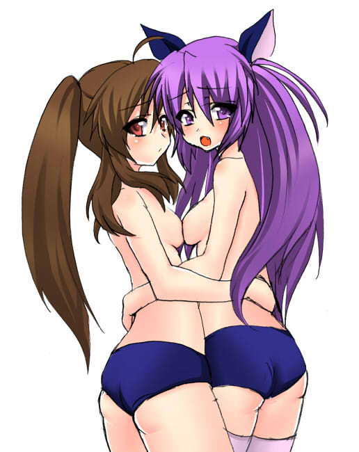 breast_press breasts buruma little_busters! masayu natsume_rin original sasami_sasasegawa sasasegawa_sasami symmetrical_docking thighhighs topless