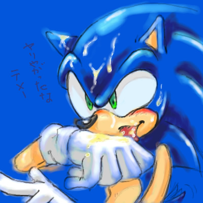 anthro cum fur gloves green_eyes hedgehog licking male male_only mammal manaita nude solo sonic_(series) sonic_the_hedgehog straight_hair tagme