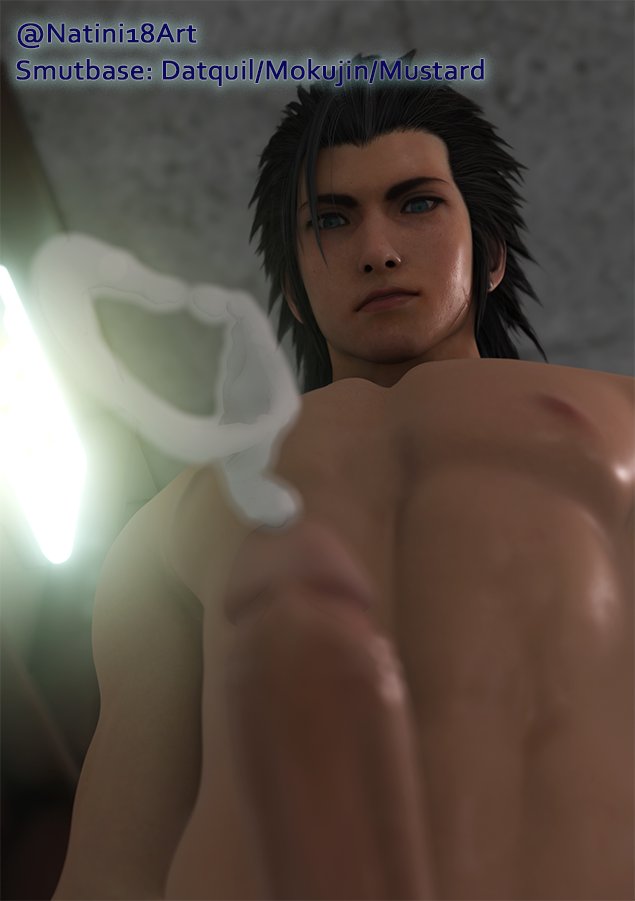 3d cum final_fantasy final_fantasy_vii final_fantasy_vii_remake male_focus male_only natini18art penis solo yaoi zack_fair