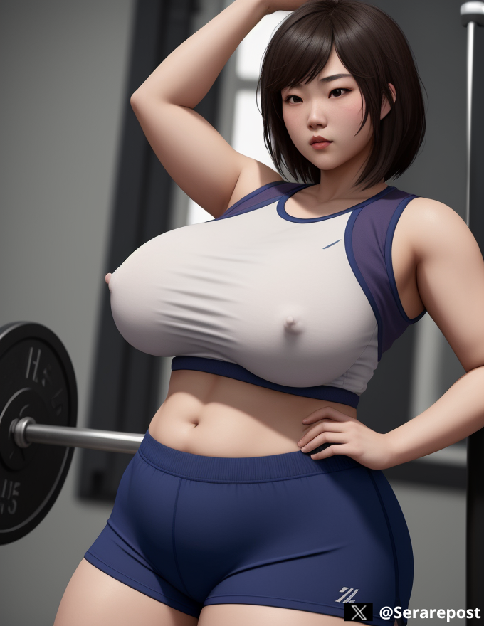 1girls ai_generated big_breasts clothing erect_nipples_under_clothes female female_only gym_clothes hard_nipples human sarairt solo stable_diffusion