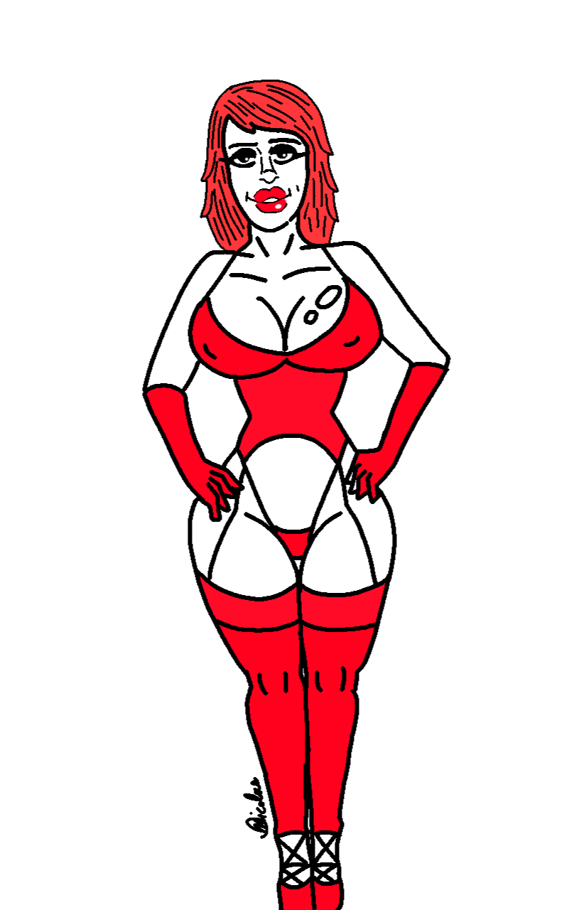 ass big_ass big_breasts big_thighs breasts breasts breasts demon demon_girl demon_horns demon_tail feet female girl hell lingerie lips milf my_art red_hair red_lipstick