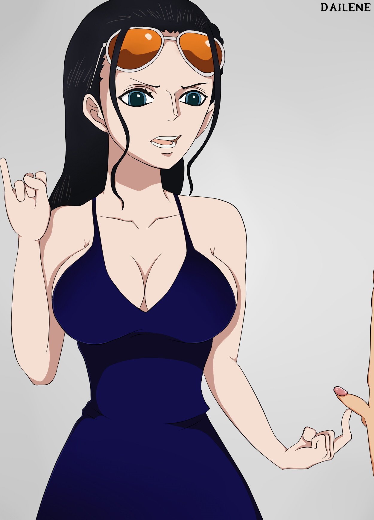 1girls, angry, big breasts, black hair, blue dress, blue eyes, breasts, cleavage, clothing, dailene, dress, female, female domination, female focus, femdom, glasses, glasses on head, hair, humiliated, humiliation, light skin, long hair, looking at penis, male, nico robin, one piece, penis, pinky out, small penis, small penis gesture, small penis humiliation, sunglasses, sunglasses on head, surprised, text, watermark, white background