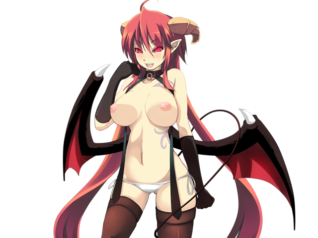 astaroth_(mon-musu_quest!) astaroth_(mon-musu_quest:_paradox) breasts demon_girl demon_wings game_cg horns mon-musu_quest! monster_girl monster_girl_quest monster_girl_quest_paradox official_art red_eyes red_hair succubus succubus_horns succubus_tail succubus_wings swimsuit