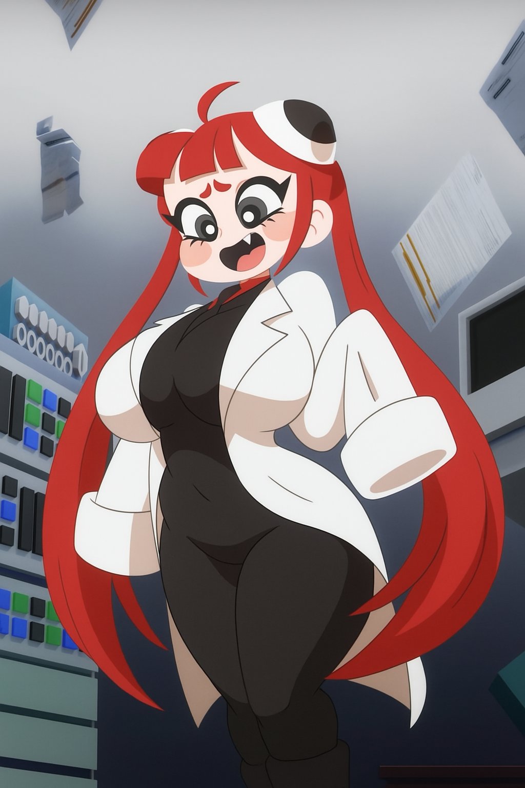 1girls, ai generated, female, female only, pochi art, pochi science, rainbow friends, red (rainbow friends), roblox, roblox game, self upload, tagme